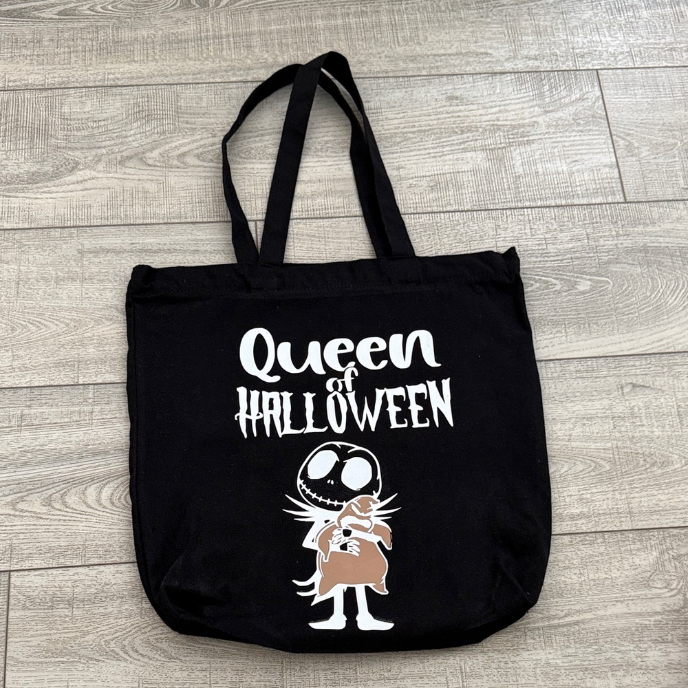 Jack Skellington Queen of Halloween Black Tote Bag